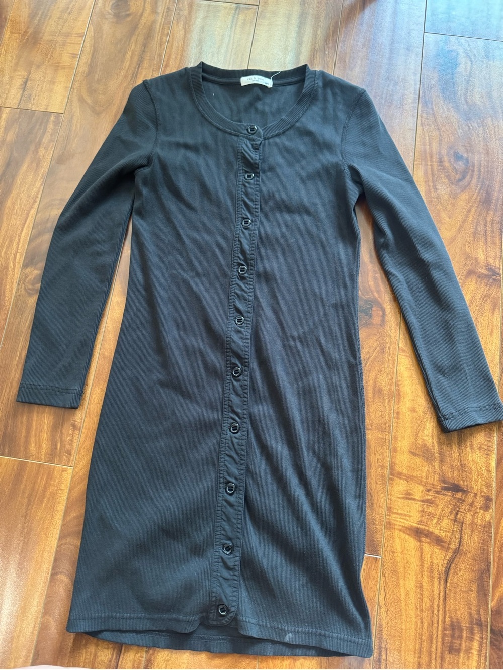 Rag & Bone Black Button-Front Long Sleeve Dress